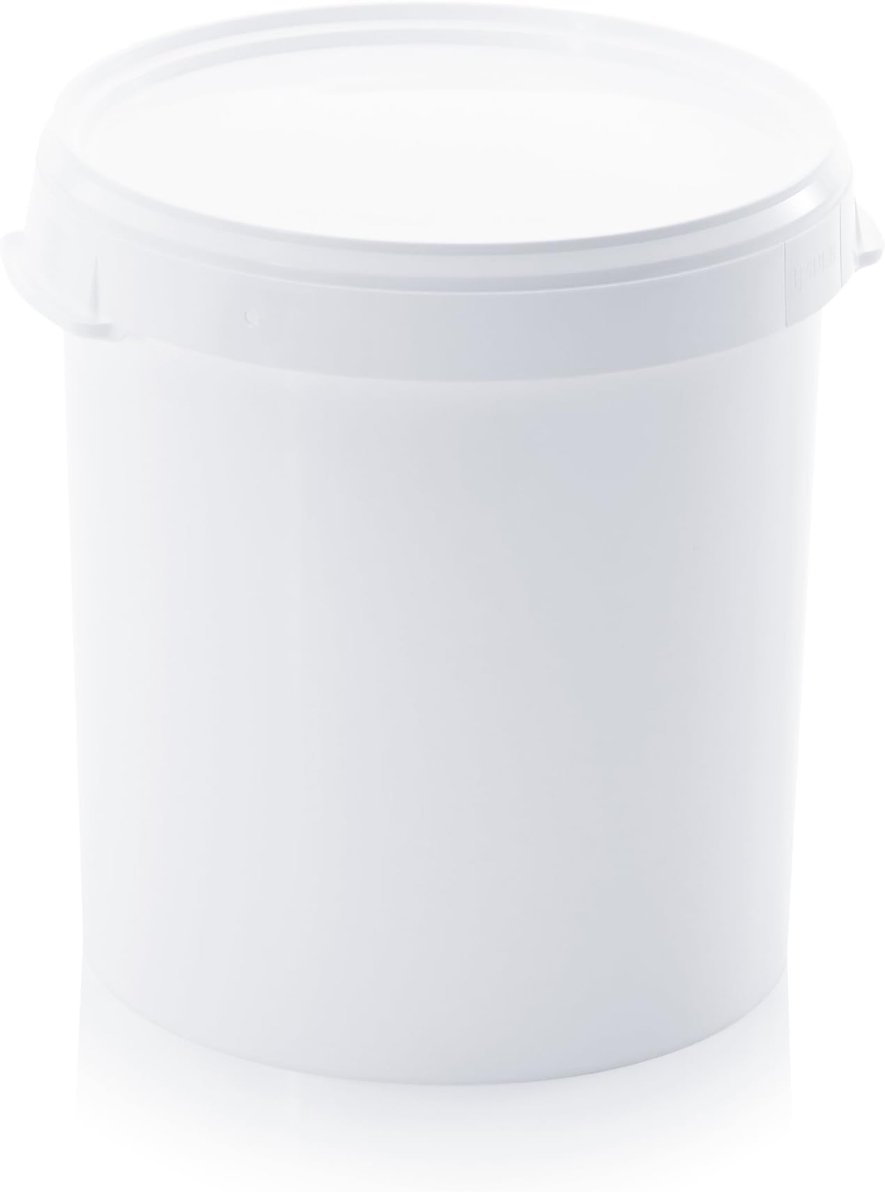 30 litre bucket with lid, Hobbock without handle, food safe, white plastic bucket