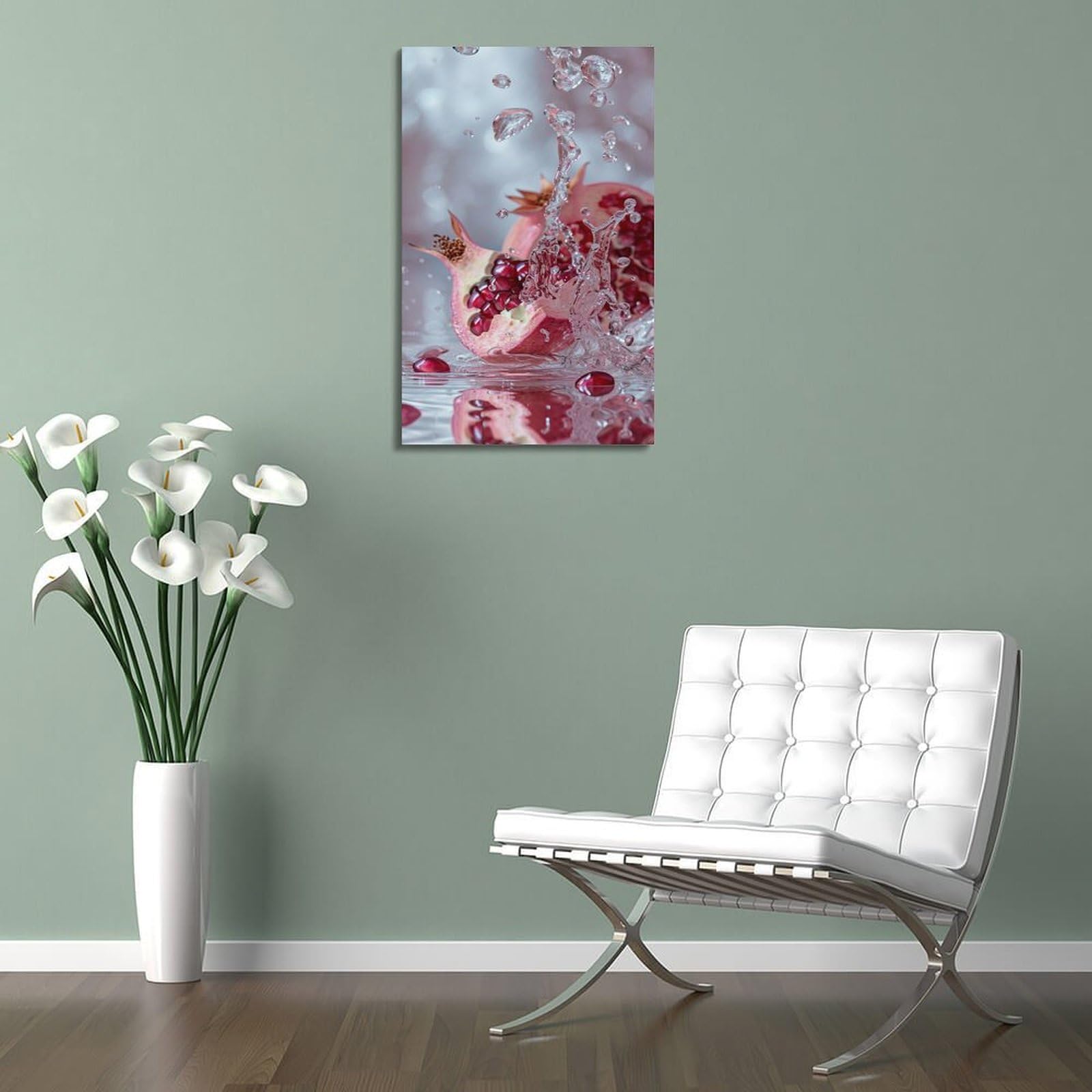 ZOGJIN Dynamisches Granatapfel-Poster mit Granatapfel-Schnittoberfläche, moderne Wandkunst, Leinwand, ästhetische Dekoration, Gemälde, 50 x 75 cm, Rahmenstil