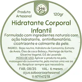 Alergias Dermatite Eczema e pele sensível? Hidratante Infantil Natural com Camomila, Lavanda e Aveia, Livre de Parabenos