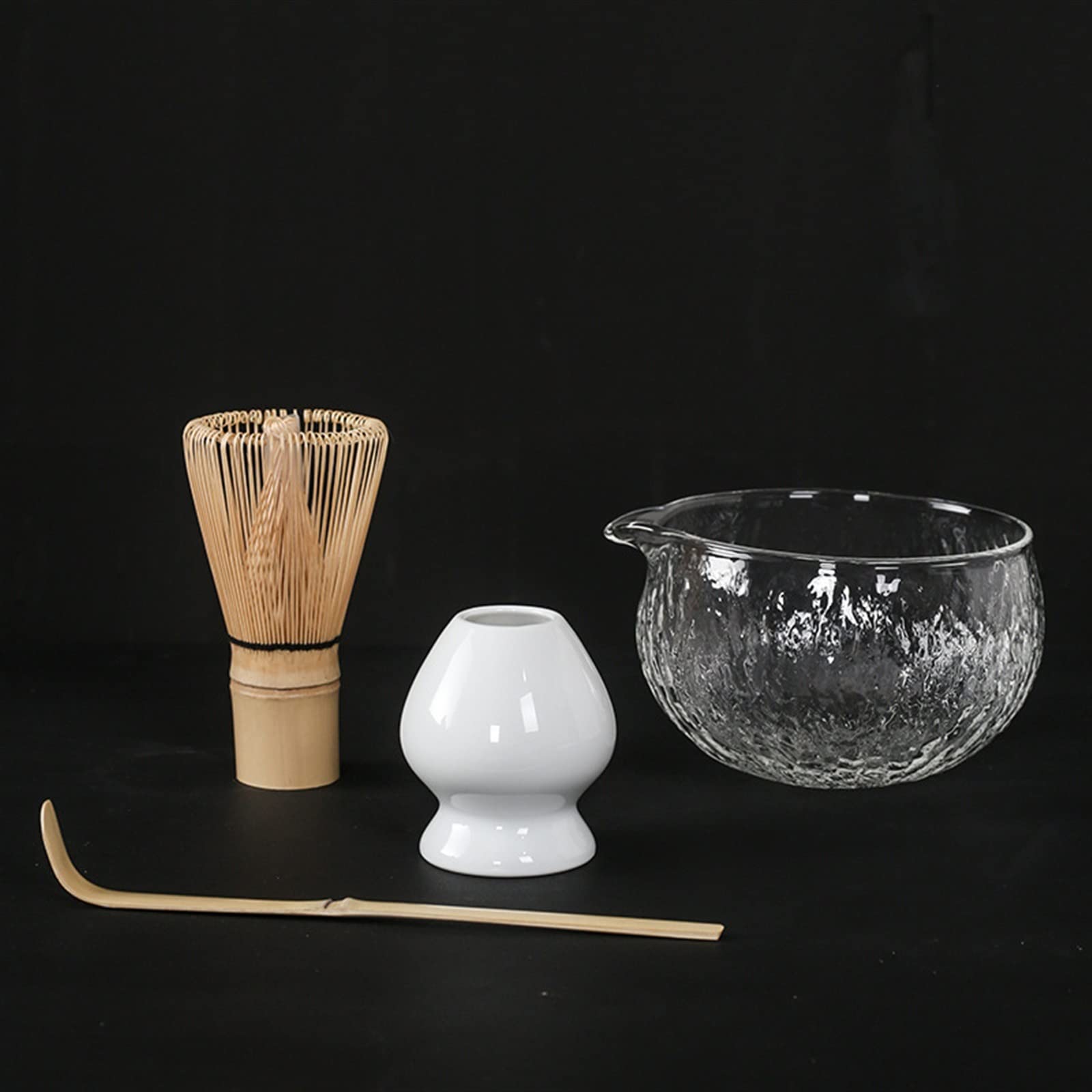 Confezione Regalo Matcha Set Ciotola Matcha con Beccuccio Versatore Frustino Matcha Facile da Pulire e Riporre Matcha Kit(Bright White 4-Piece Set)