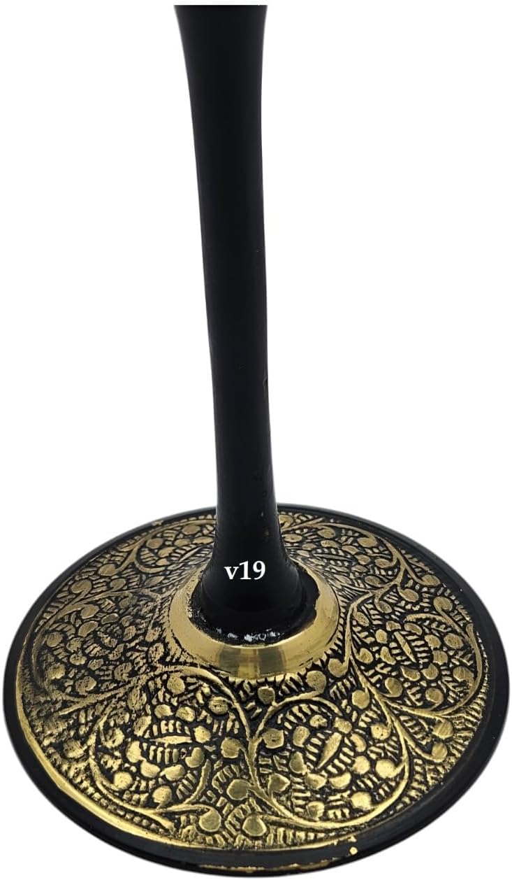 V19 Rustic Engraved Goblet Brass Glass Handmade Royal king Wine 2 Cups, 6 x 3 inchess, Black Finish