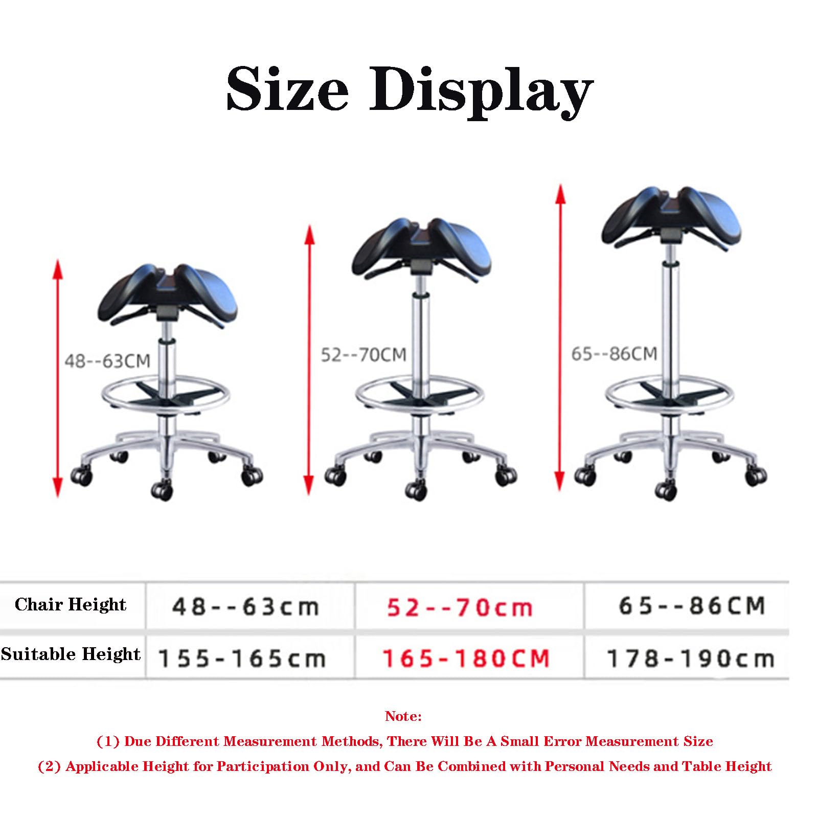 SFKLYU Asiento Hidráulico Ajustable, Silla Dibujo Giratoria de 360°, Taburete con Ruedas, Silla Escritorio Multiusos para salón de Tatuajes, Spa, Clínica Médica y Dental,52~70CM