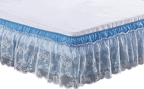 Falda de cama de encaje envolvente Falda de cama con volantes Cubierta de polvo Funda de cama con volantes