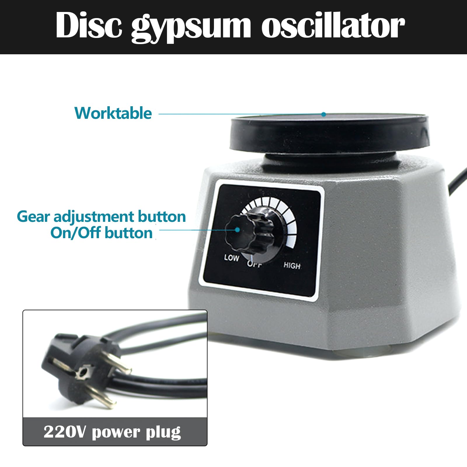 Piastra Vibrante, 220V 100W Vibratore Gesso Piastra Vibrante Elettrica Oscillatore Dentale Per Gesso Oscillatore Velocità Regolabile Attrezzature Laboratorio Per Miscelare Modelli Gesso Colati Resina