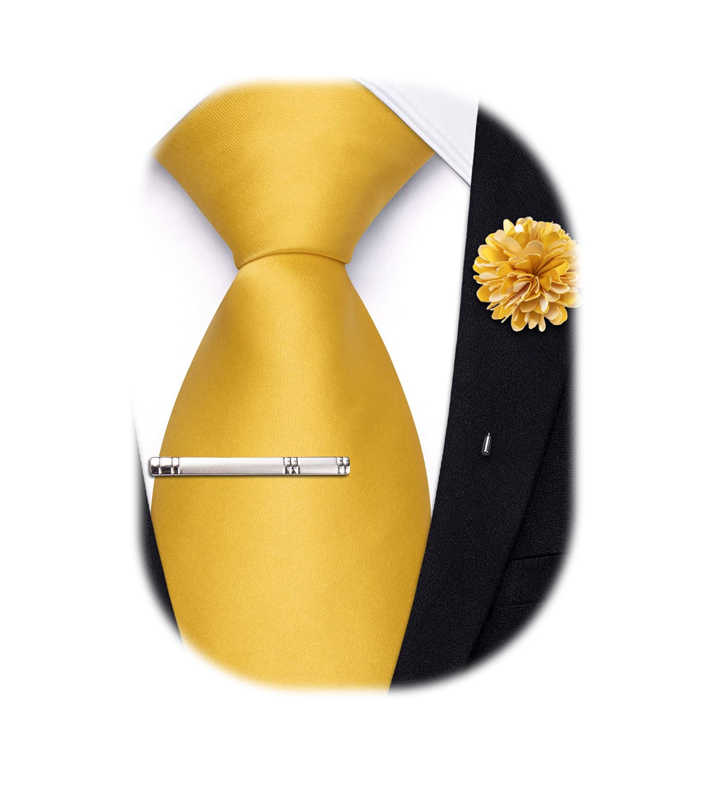 Hi-Tie Pretied Boys Ties Solid Color Kids Adjustable Necktie Lapel Pin Clip Set Age 8-12 Wedding School Graduation
