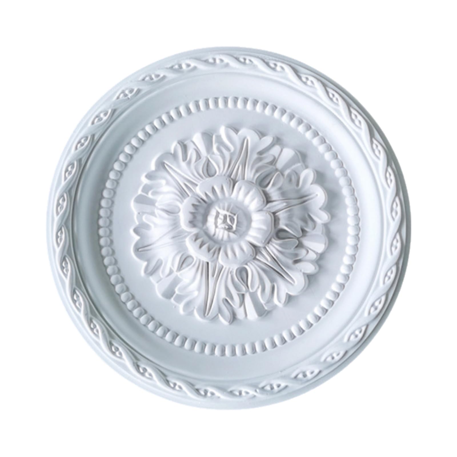 Foelanne Style-N White Molded Pu Round Ceiling Medallion Fan Light Base 30-60Cm(,30Cm)