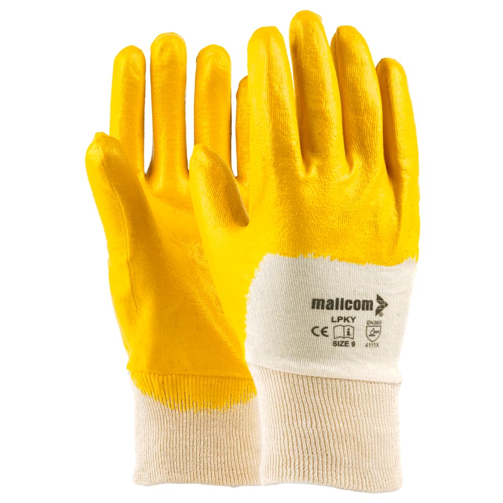 Mallcom Safety Gloves, LPKY Yellow 165 GSM Cotton Interlock Cut N Stitch Lite Coated Smooth Finish Nitrile Safety Gloves For Industrial, Gardening, Agricultural, Cleaning, Pack of 4, Size - L (B09H3BCDY4) Amazon Price History, Amazon Price Tracker