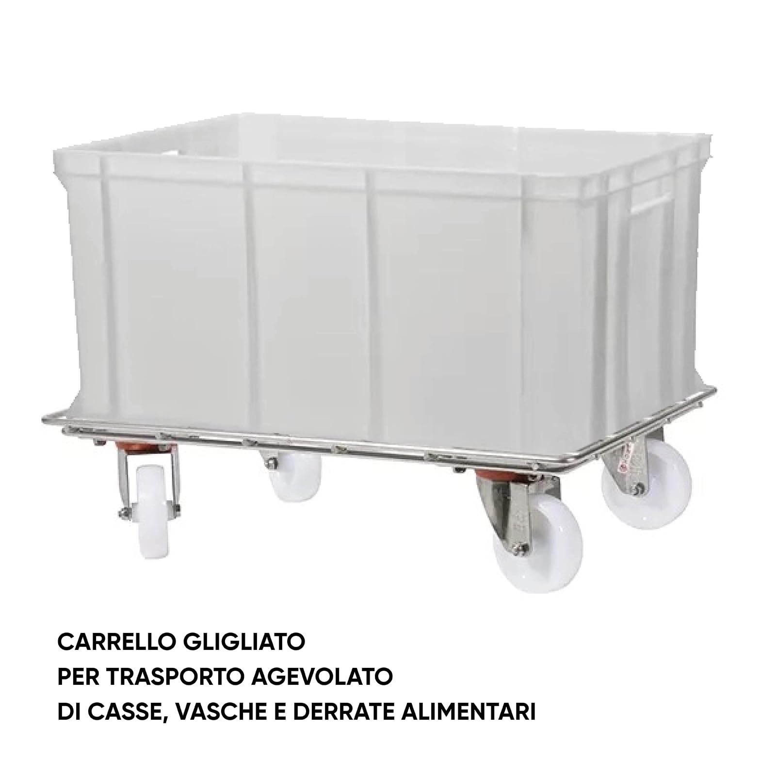 Carrello Pianetta Grigliato cm.62x41x15 CON 4 RUOTE | Movimentazione di carichi fino a 350 kg | Carrelli ristorazione Acciaio Inox | SENO & SENO