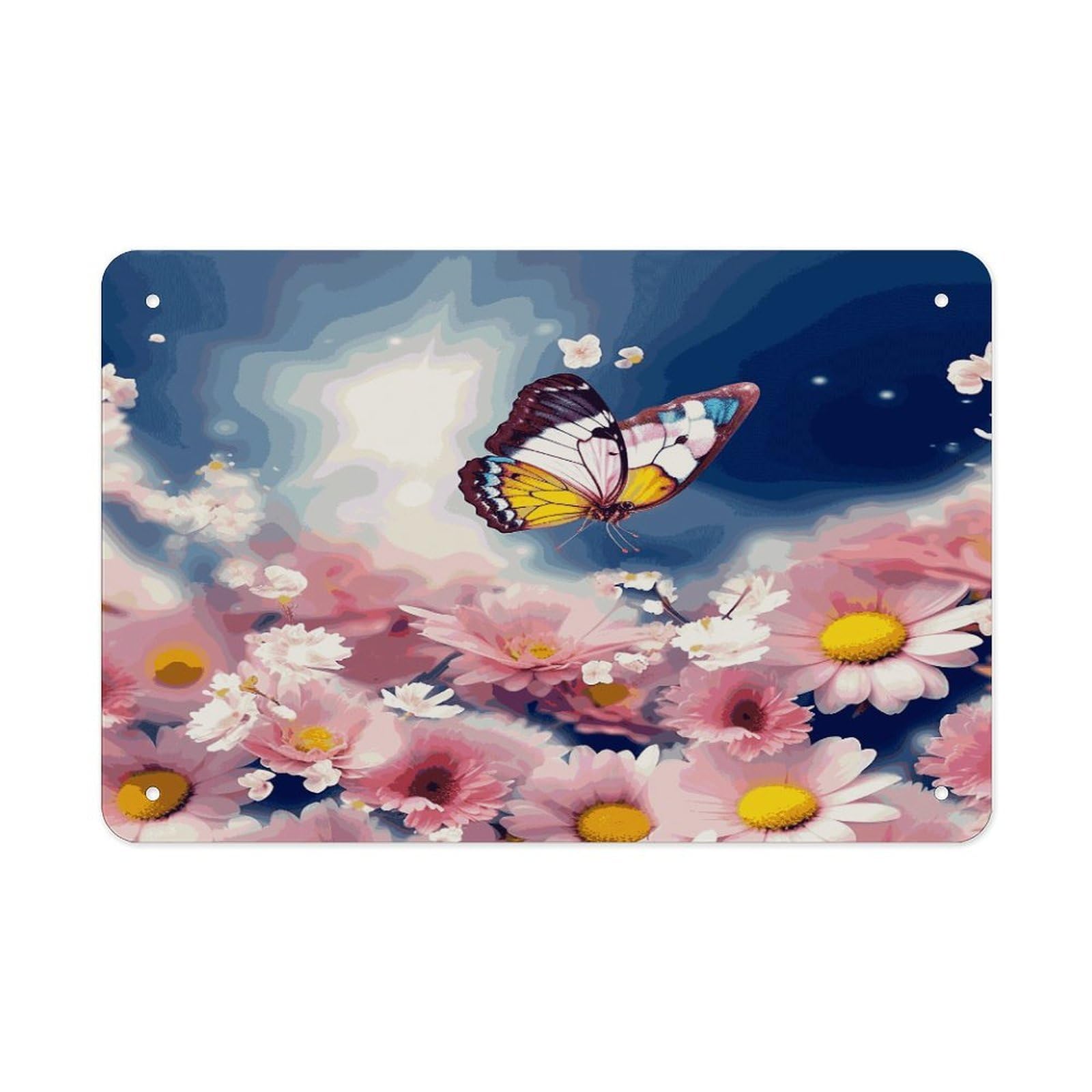 Fodpand Style Flowers Butterfly Wall Art Metal Signs Tin Sign