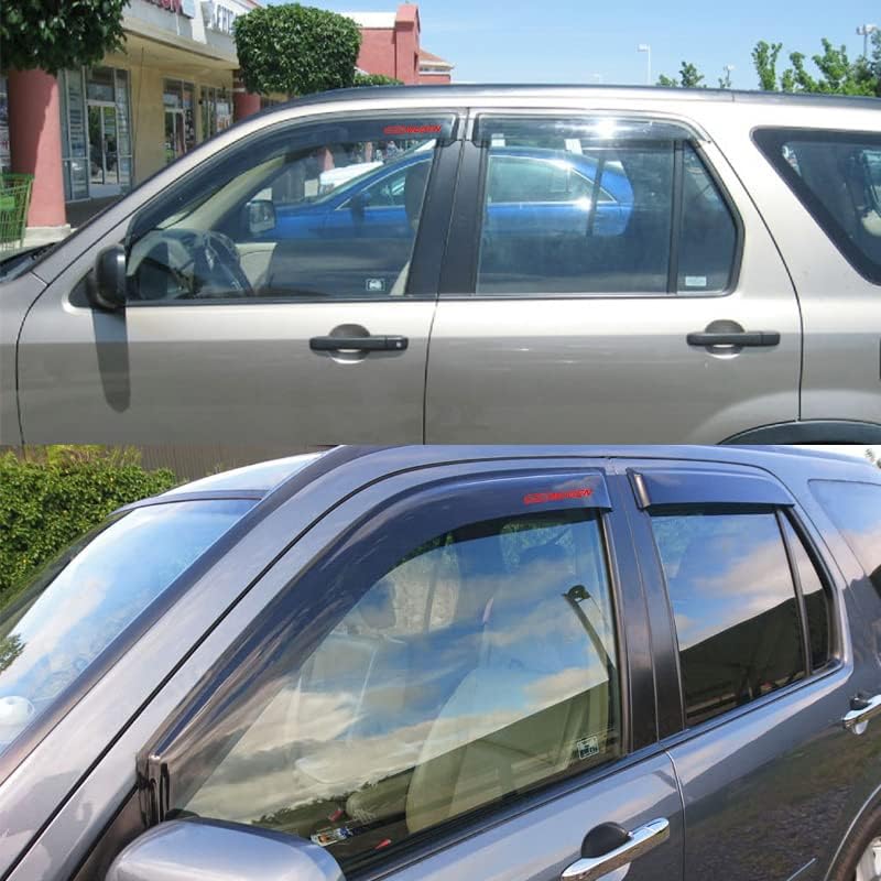 EVPROXP Window Visor Rain Guard Shade Compatible with 2002-2006 CRV, Side Window Vent Deflector, Dark Smoke Tinted, JDM Tape On Style, 02 03 04 05 06, Red Mug
