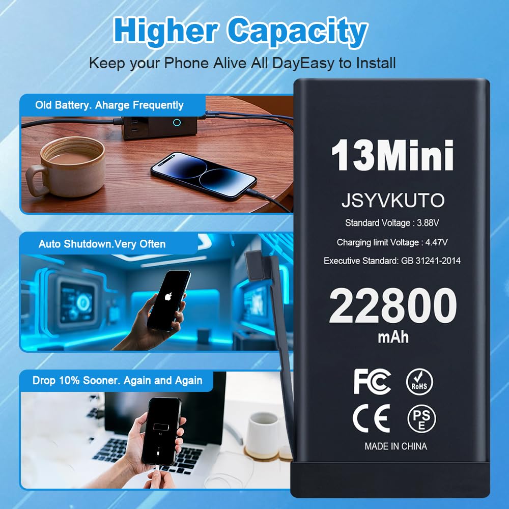 Amazon.com: JSYVKUTO 22800mAh Battery for iPhone 13 Mini, New 0