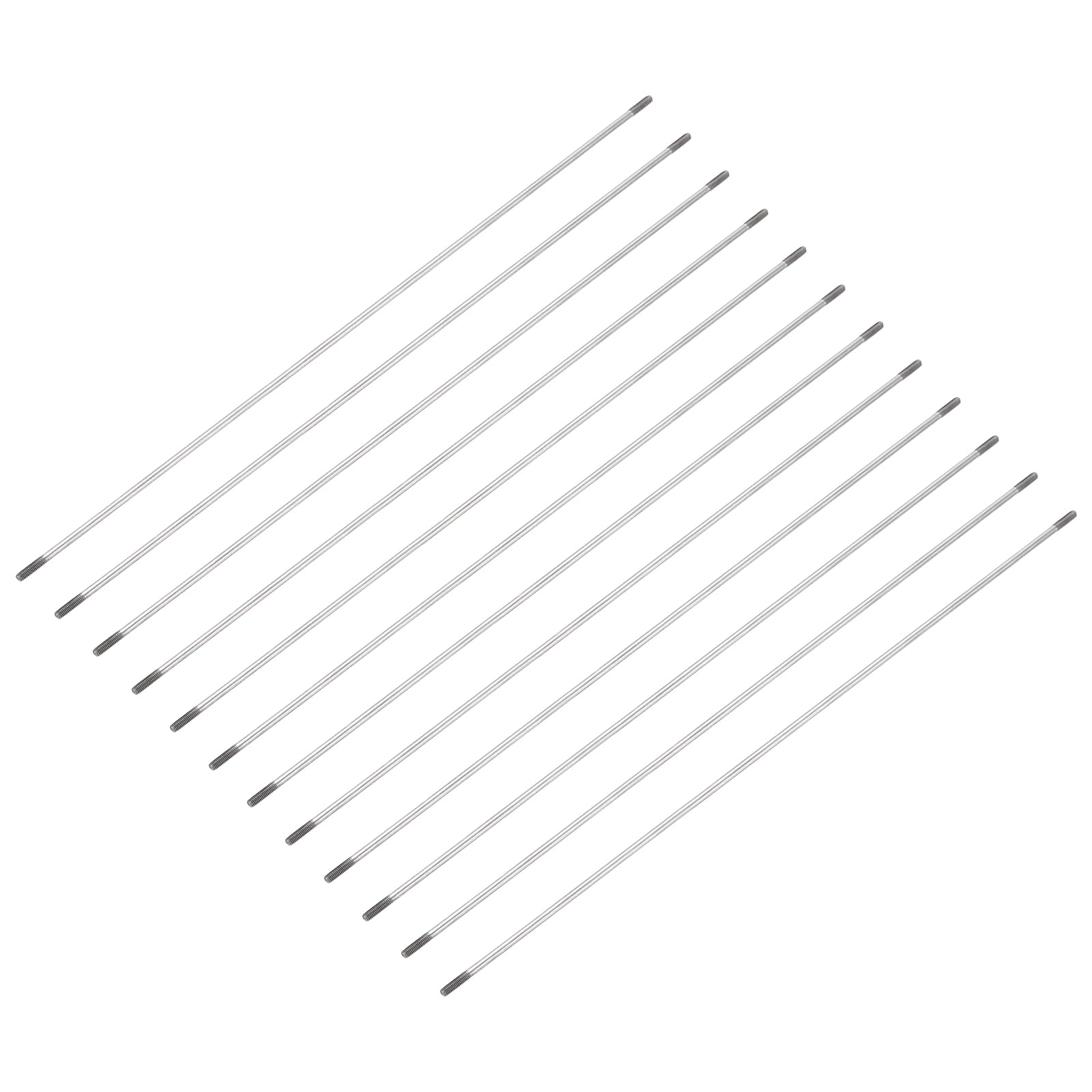 sourcing map 12 Pcs Silver Pushrod Connector Linkage, M3 Threaded Rod 304 Stainless Steel Double End RC Servo Push Rods for RC Airplane Car Boat Helicopter DIY Model Parts, 300mm/11.81"