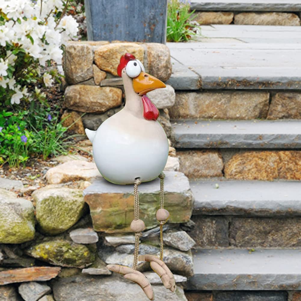VINTORKY 2 figuras de resina de gallo y gallina para decoración de jardín, adornos de patio, estatuas realistas de pollo para decoración al aire libre, estilo granja VINTORKY 2 figuras de resina de gallo y gallina para decoración de jardín, adornos de patio, estatuas realistas de pollo para decoración al aire libre, estilo granja