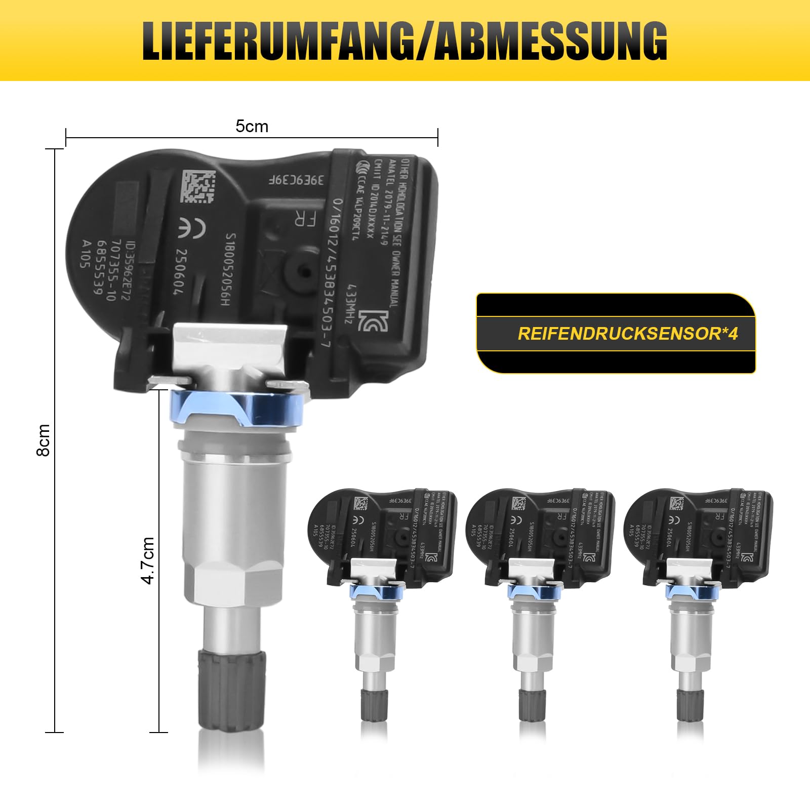 Sensor de presión de neumáticos TPMS multiprotocolo RDKS 433 MHz Sistema de control de presión de neumáticos adecuado para BMW 3, 5, 7, X3, X5 para casi todos los modelos 707355-10 36106881890