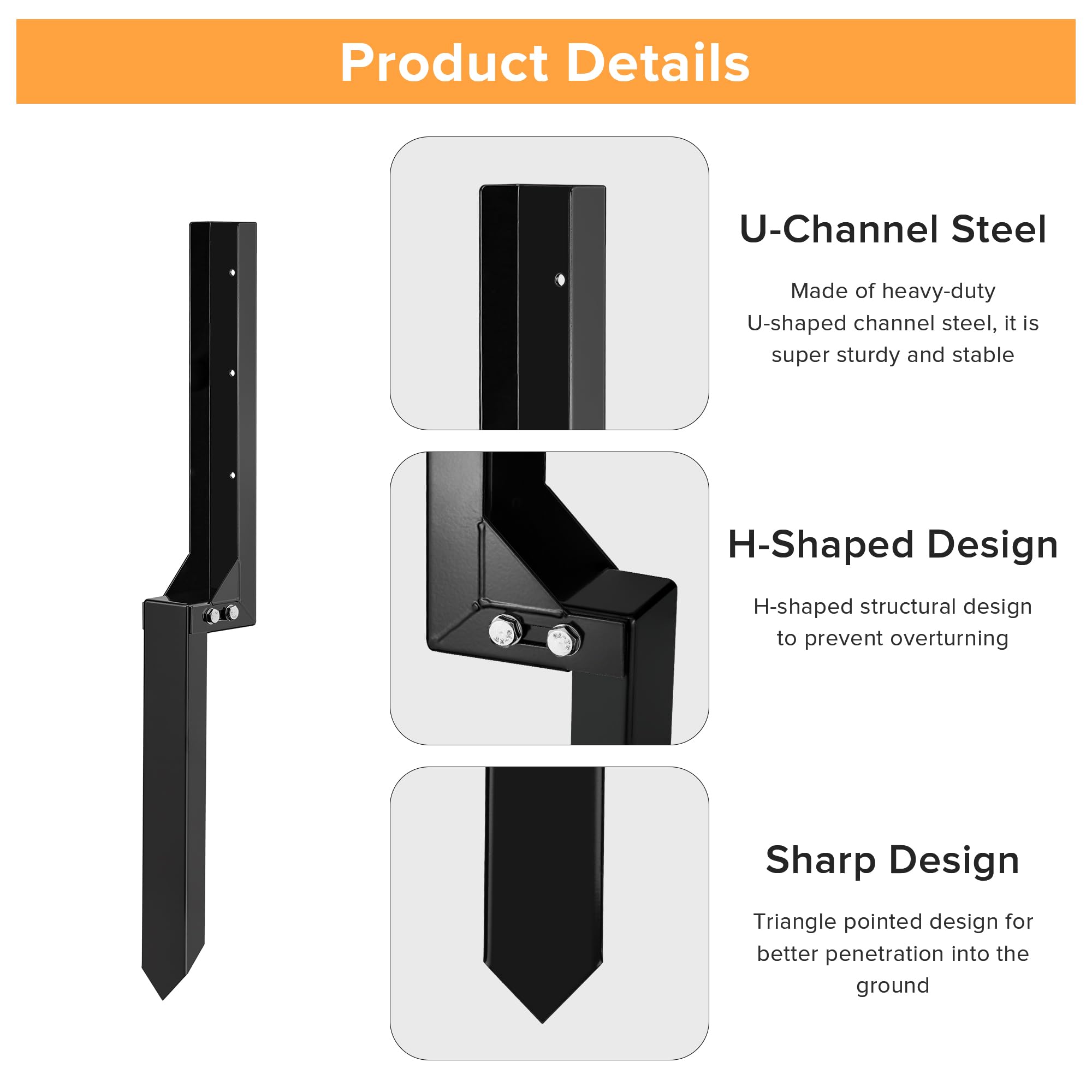 Fence Post Repair Stakes Kit Heavy Duty Steel Wooden Fence Post