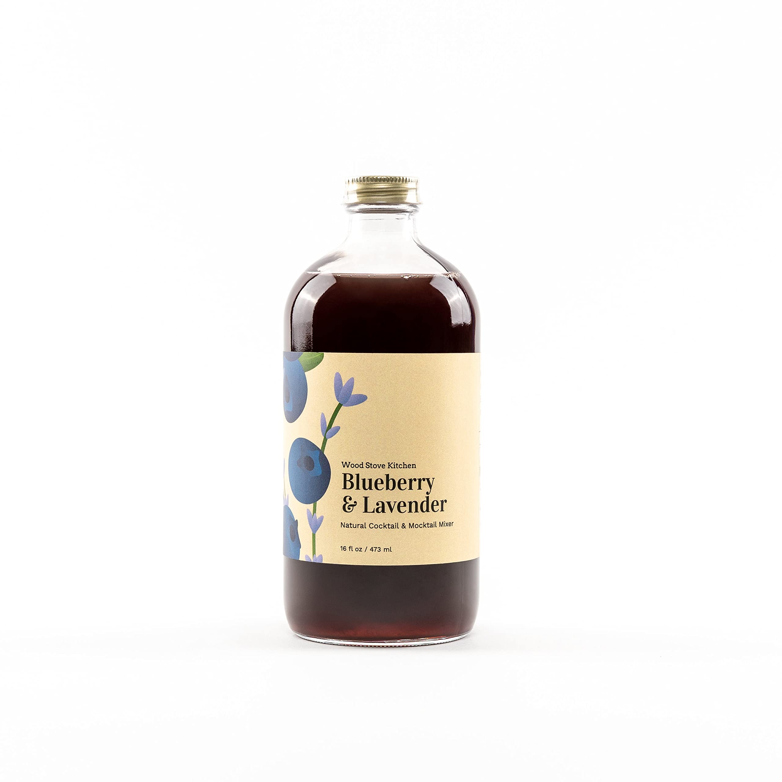 Wood Stove Kitchen - Blueberry & Lavender Mix | Cocktail & Mocktail Mixer - Natural Craft Syrup with Tasty Flavors - Concentrated & Alcohol Free - Aromatic, Honey, 16 oz.
