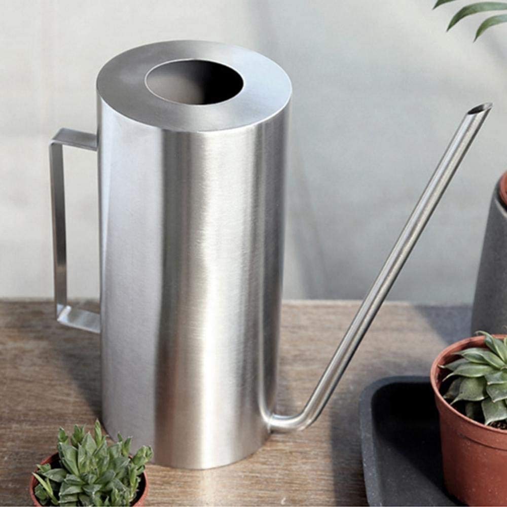 zaizai Annaffiatoio in Acciaio Inossidabile da 1,5 Litri Annaffiatoio con Beccuccio Lungo Vaso Spazzolato Vaso per Irrigazione in Metallo per Fiori Bonsai Piante in Giardino Ufficio