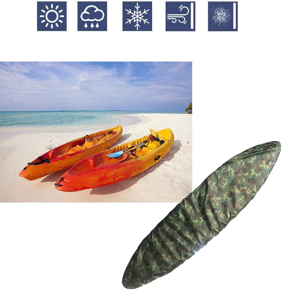 FLR Kayak Cover,Kayak Canoe Dust Cover for Outdoor/Indoor Storage, Waterproof & UV Resistant,Outdoor Fishing Boat Cover (Green Camouflage, 6.8-8.2ft)