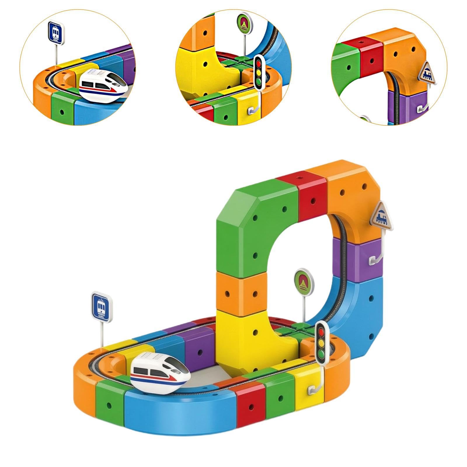 Set di Trenino Elettrico a Cubo 3D, Strutture Flessibili con Ponti, Motorizzata USB, Set di Blocchi Fai-da-Te per Lo Sviluppo, 51 Pezzi