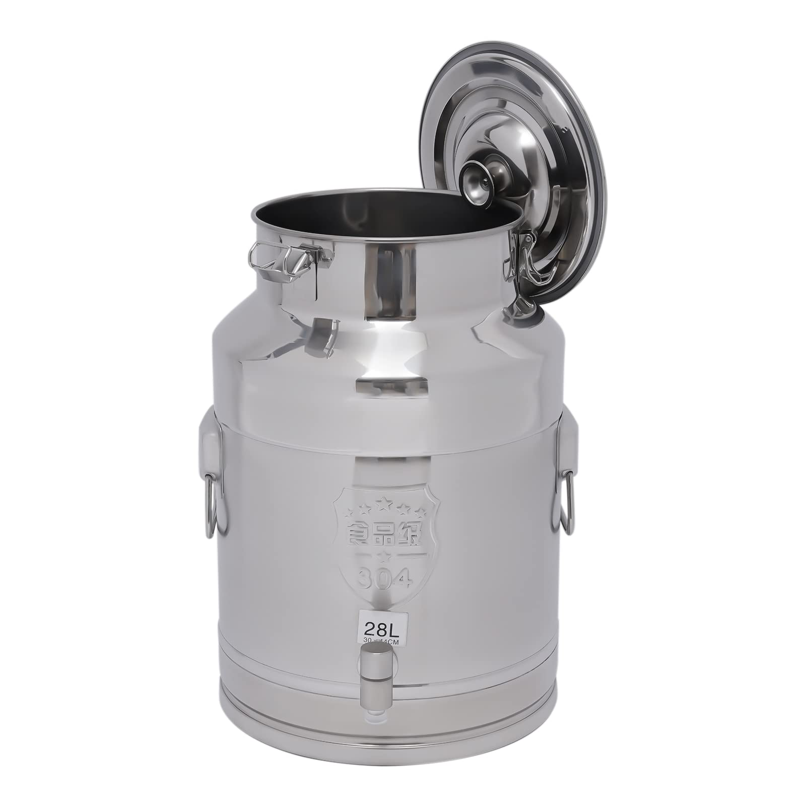 AYCDL Pail Milk Can Bucket,Milk with Spigot, 304 Stainless Steel Dispenser Container Pail, 7Gal Water Jug 28L Hanging Lid Bucket Drink Beverage for Oil Tea,28L/7.4Gal
