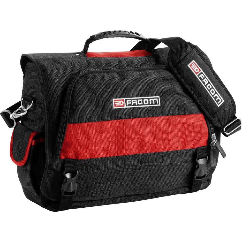 FACOM Maletín para Ordenador Portátil 15'', Bolsa Textil 2 en 1 con 14 Bolsillos, Correas para Herramientas, Acceso Rápido, Tejido Resistente 1200D, Carga Máx. 7kg, BS.TLBPB