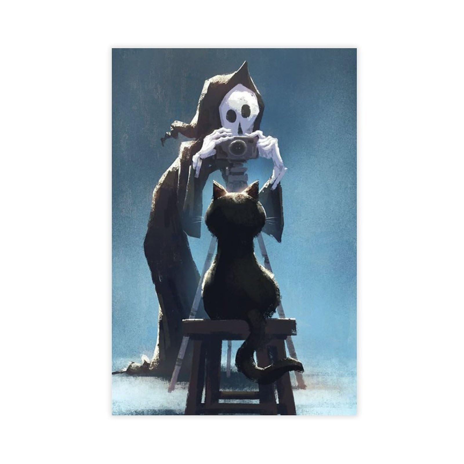 Bareronor Ghosts And Cats Funny (6) Canvas Poster Bedroom Decor Landscape Office Room Decor Gift 12" L X 18" W