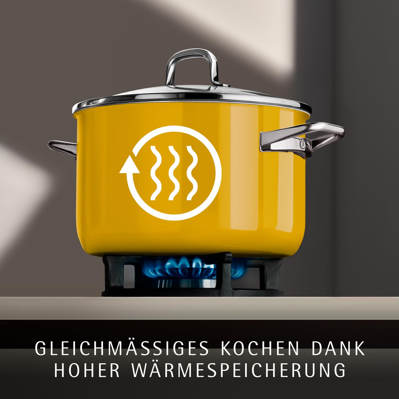 WMF Fusiontec Essential Pro, 4-teiliges Topf-Set, langlebiges, kratzfestes Material, Topfset Induktion, für alle Herdarten geeignet, Made in Germany, Mango Yellow, 0521455290