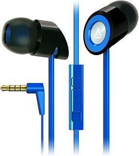 Creative Technology Hitz MA-350 In-Ear Noise Isolating Headphones with 9mm Driver and In-Line Mic with Volume Control, Blue