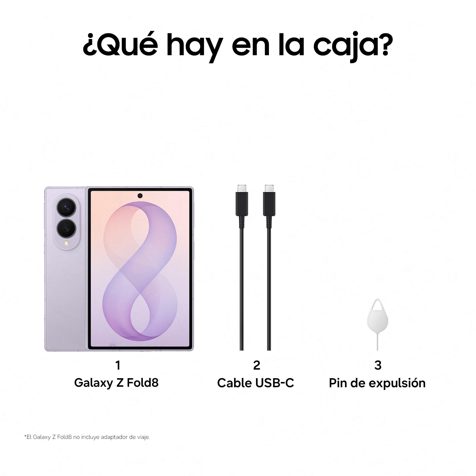 Samsung Galaxy Z Fold8, 256 GB, Teléfono Móvil, Lavanda | Smartphone Android con IA, Pantalla Idónea para Redes Sociales, Cámara Dual 50MP, Batería 4800mAh, Garantía 3 Años + 1 extra