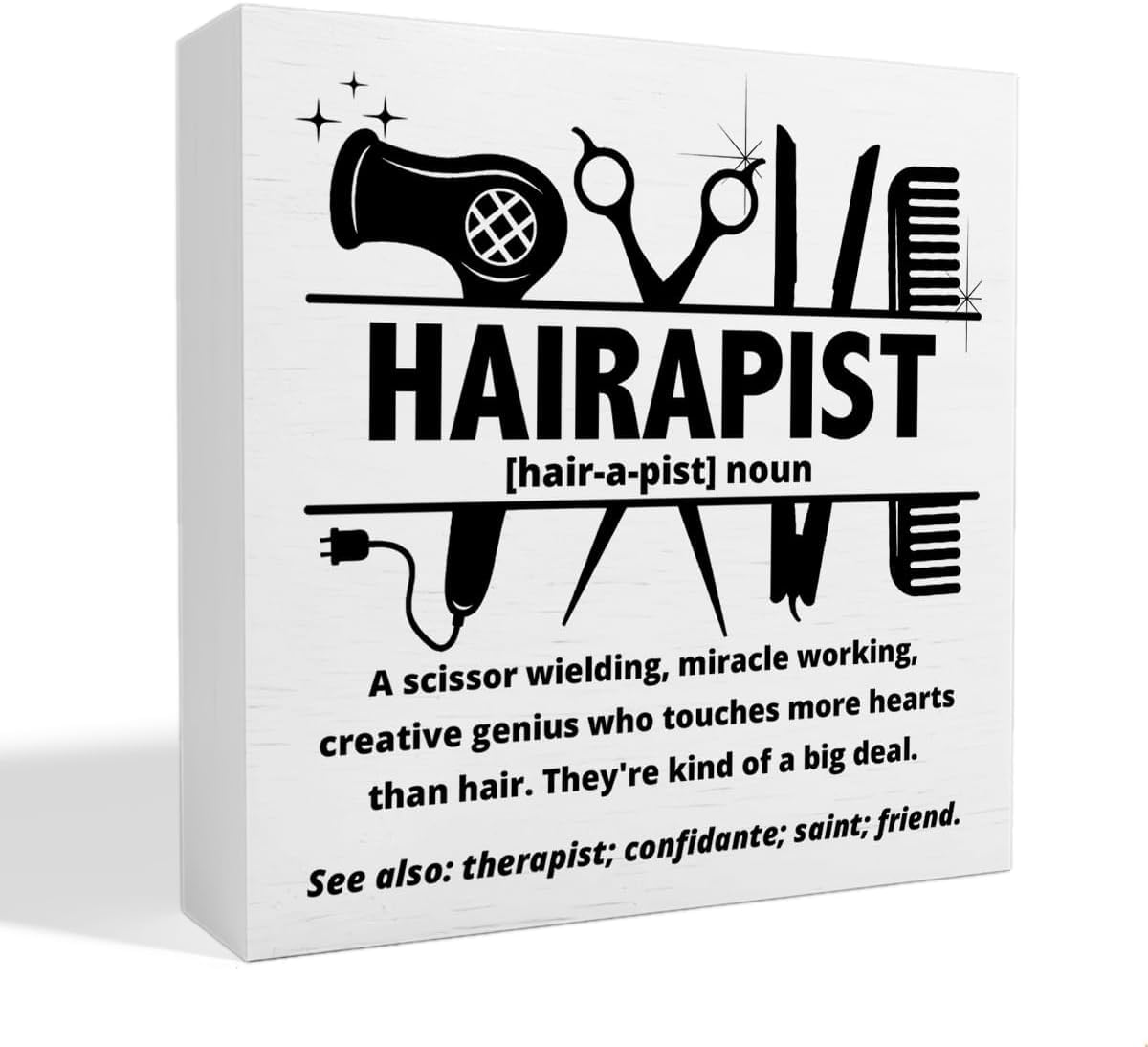 Hairapist Box Sign 7x7 Inch Funny Hair Stylist Salon Decor