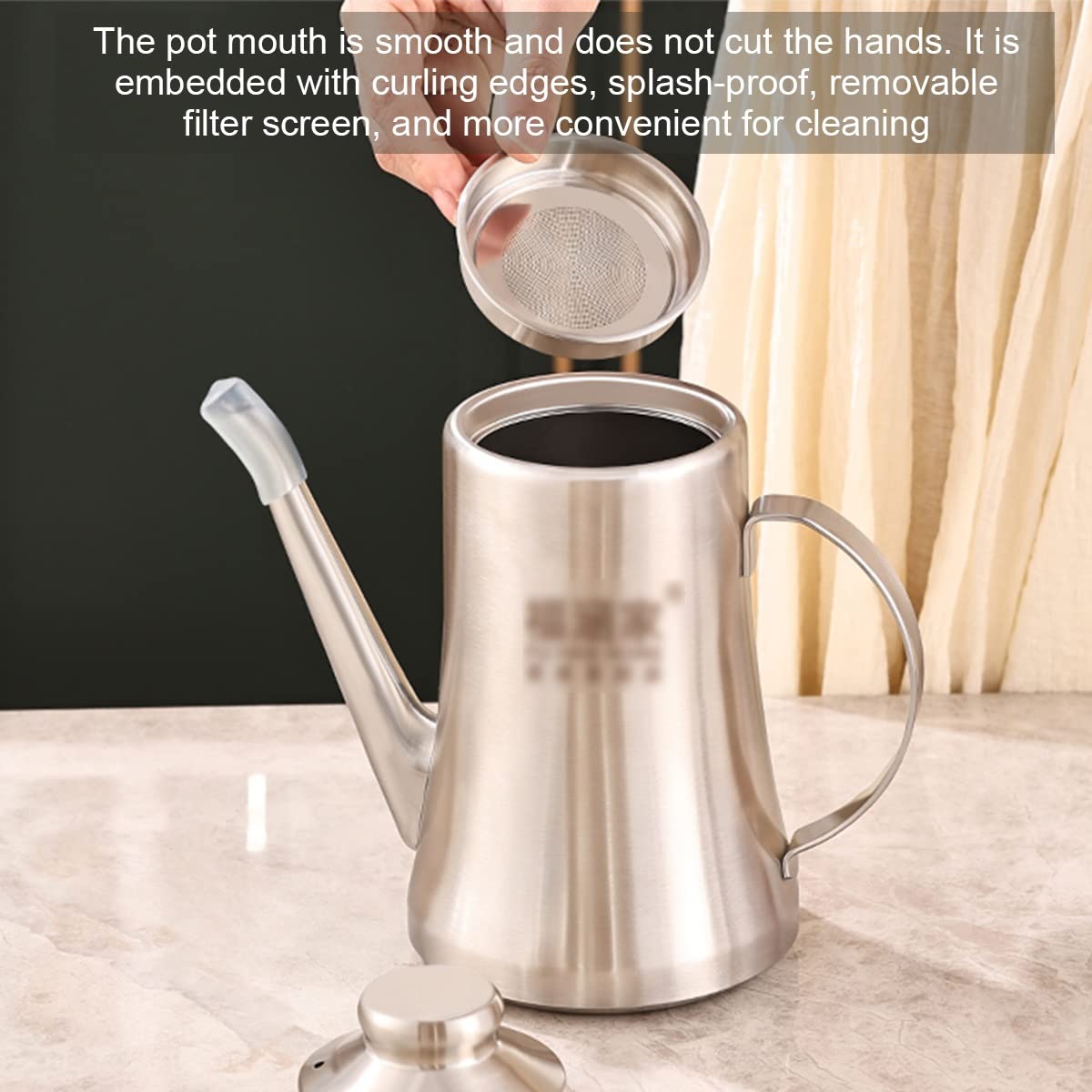 Dispenser per olio d'oliva con coperchio antipolvere, ampolla per aceto in acciaio inox con filtro e beccuccio antigoccia per cucinare e servire comodamente