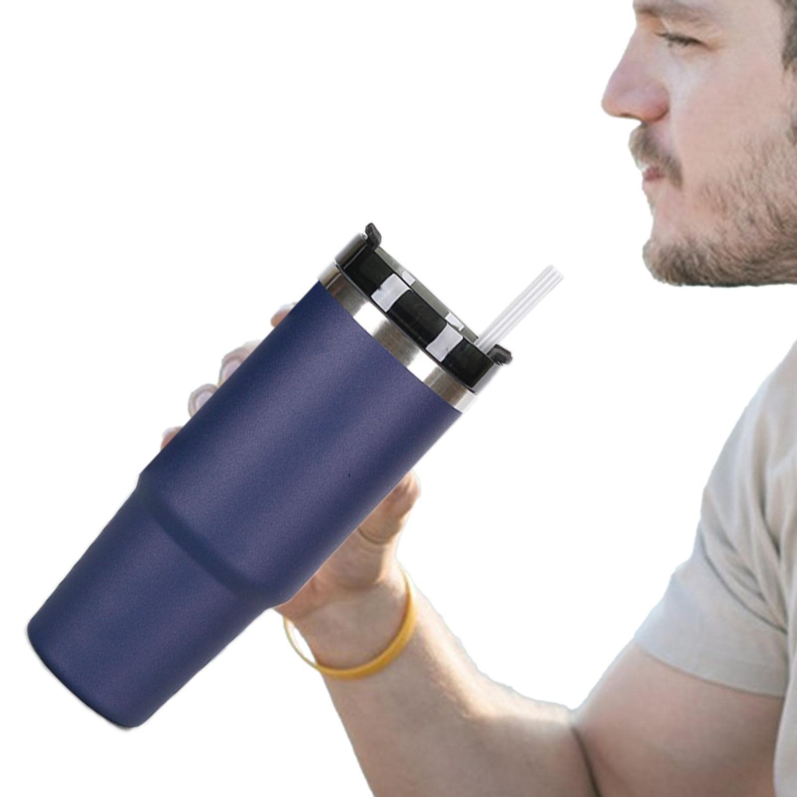 pologmase Straw Tumbler | 30 oz Food Grade Stainless Steel Tumblers with Lid and Straw, Coffee Mug with Handle - Reusable Insulated Tumbler Water Cup for Home Office Outdoor