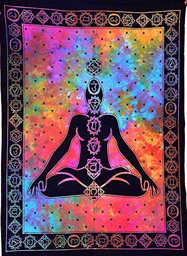 THE ART BOX Seven Chakra Yoga Meditation Studio Room Decorations Tie Dye Hippie