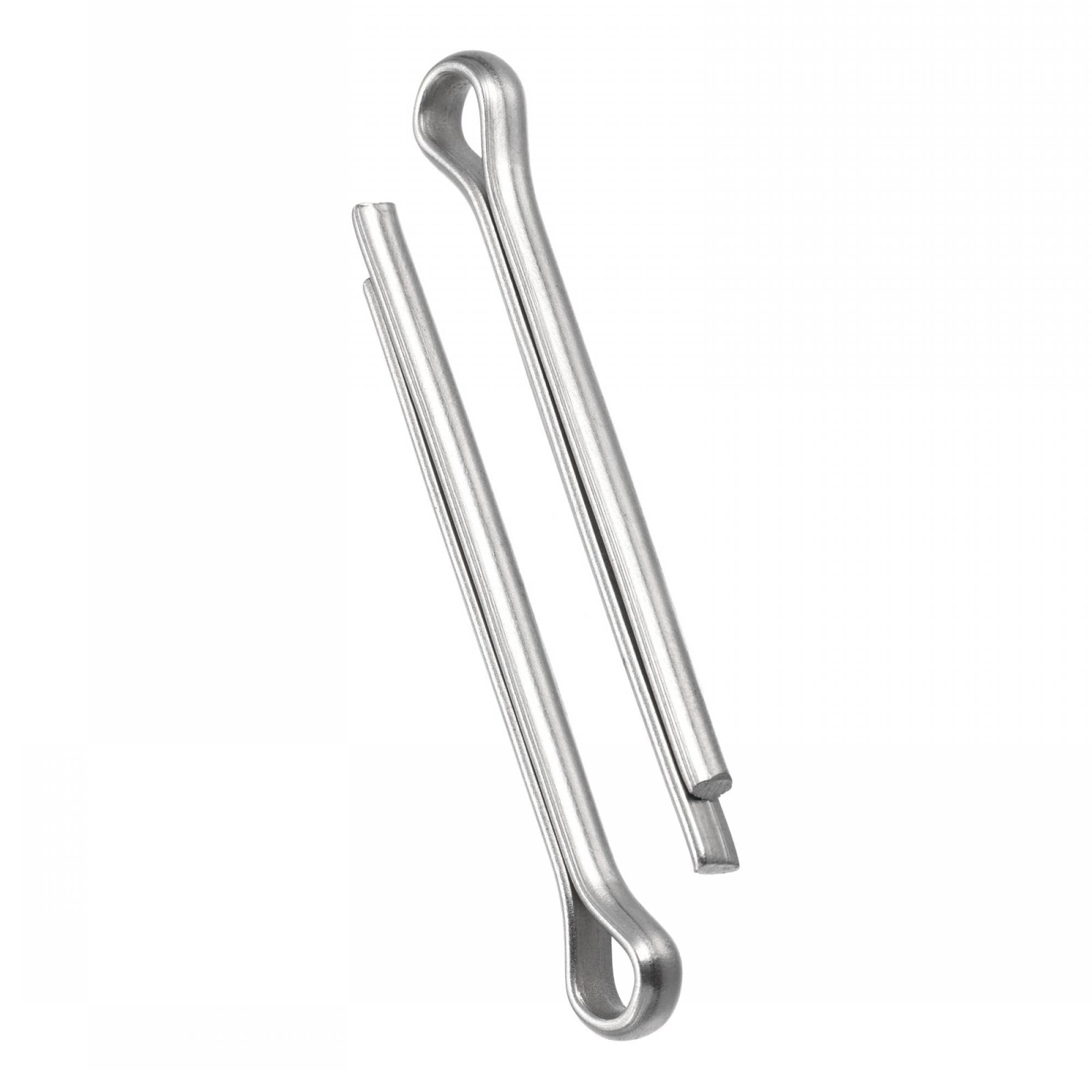 TA-VIGOR Split Cotter Pin, 6mm x 70mm Solid Stainless Steel 2-Prongs Split Pin Fastener Clip Key, 2Pcs Silver
