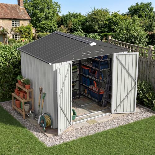 Image of Patiowell 8x6 FT Outdoor Storage Shed with Floor Frame, Metal Garden Sheds