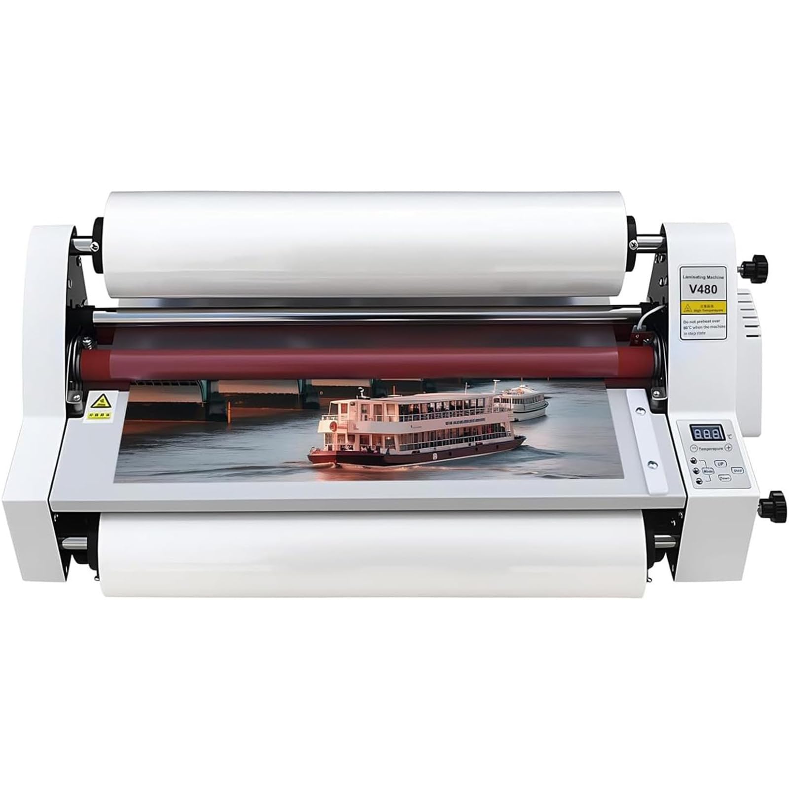 XNZJHPP Professional Hot & Cold Roll Laminator Machine, Digital Thermal Laminating for Photos, Adjustable Tension, Digital Display, Ideals for Paper, Cardboard, PVC & Wood V480 (V480)