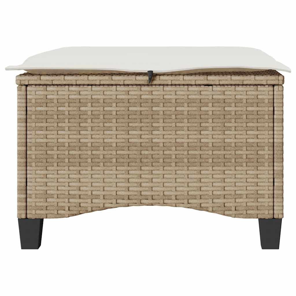 Tabourets jardin coussins 2pcs beige 55x55x36 cm résine tressée