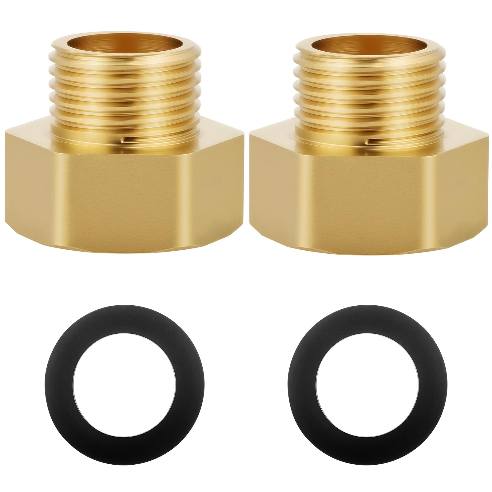 Flintronic Gwint wewnętrzny 3/8" na gwint zewnętrzny 1/4" BSP mosiężny adapter sześciokątny, gwint zewnętrzny 1/4" do 3/8" do połączeń gazowych, wodnych i rurowych (2 sztuki)