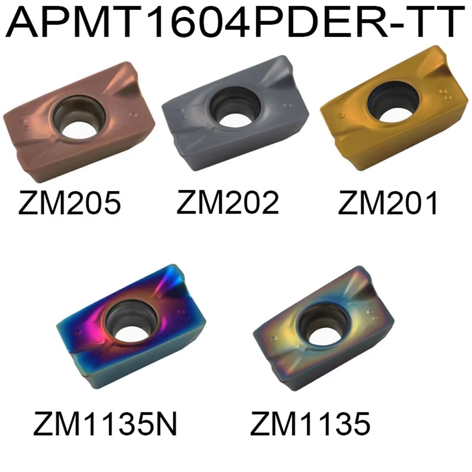 10 Uds Herramientas De Inserciones Fresado Hombro CNC Cortador Indexable(APMT1604PDER-TT ZM202)