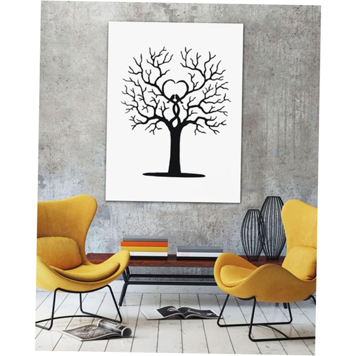 jojofuny 3 Stücke 40 Einzigartige Fingerabdruck Baum Gästebuch 60cm Benutzerdefinierte Hochzeit Gast Zeichen-in Für Party Geburtstag Jahrestag