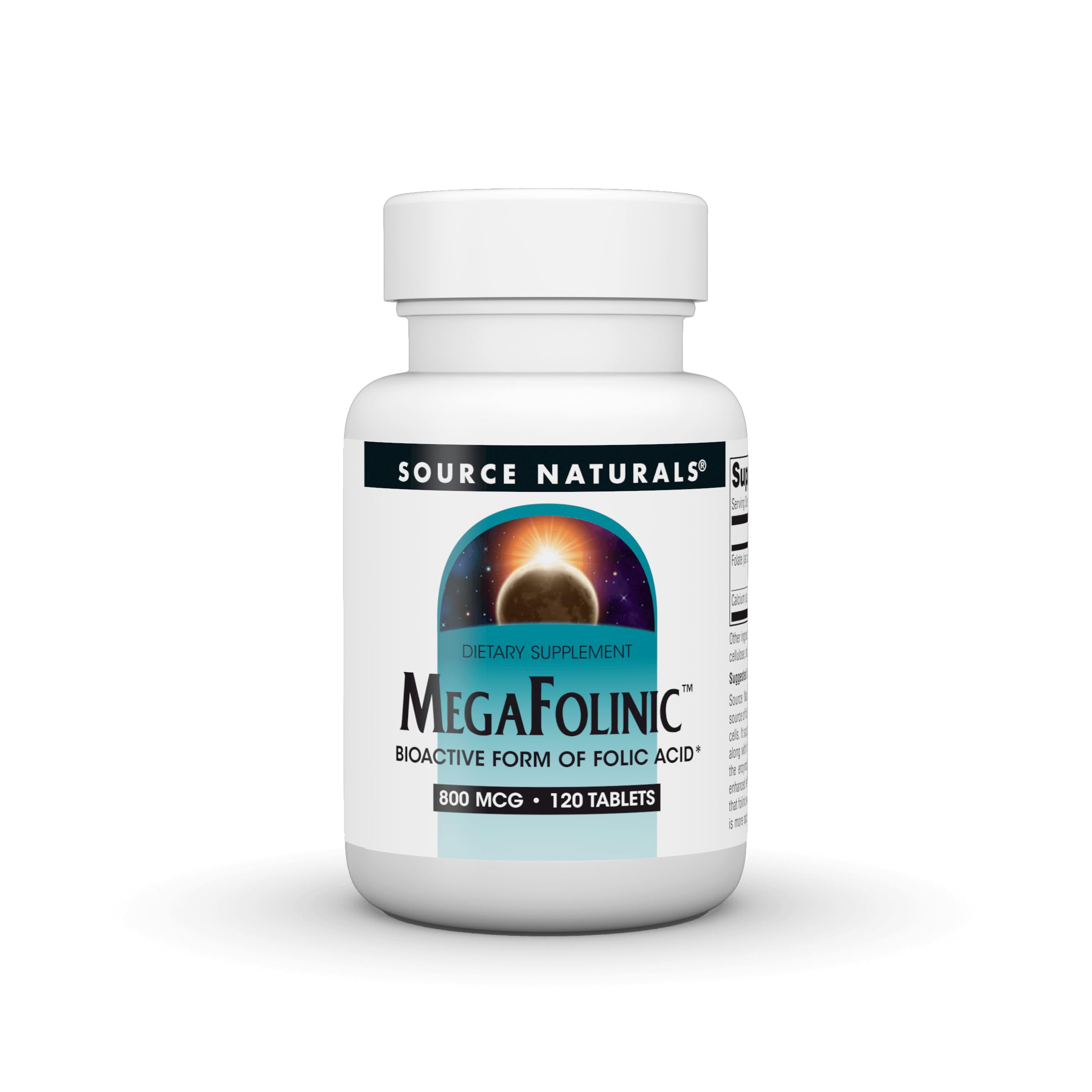 Source Naturals MegaFolinic, Bioactive Form of Folic Acid, 800 mcg - 120 Tablets
