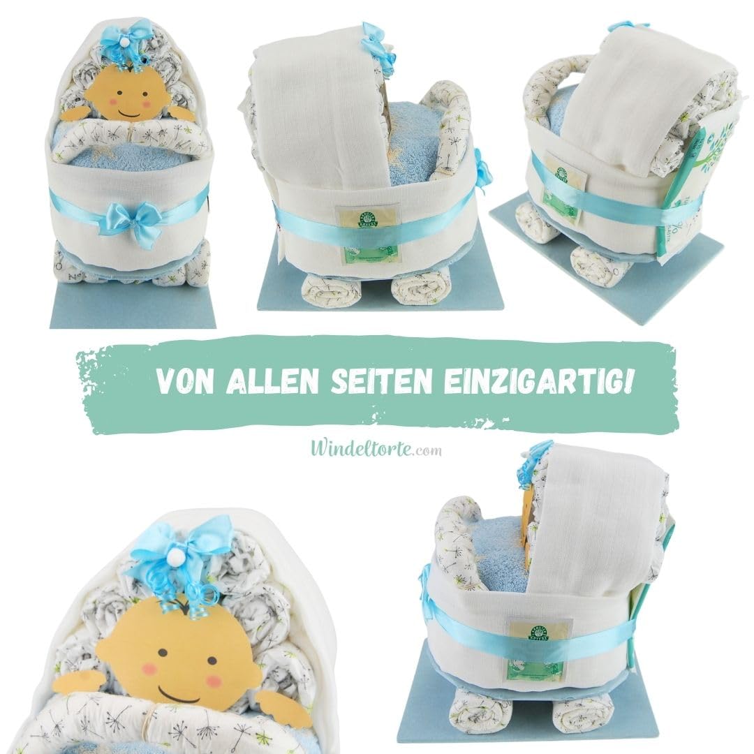 Windeltorte  Windeltorte Kinderwagen | Windelkinderwagen fr Jungen und  Mdchen - LILLYDOO Windeln | Geschenk zur Geburt | Taufgeschenk | Geschenk  zur Babyparty  Windelgeschenk (Blau/Junge) : Amazon.de: Baby