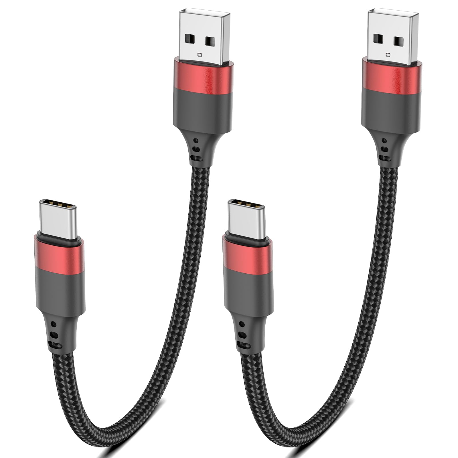 6 inch Short USB C Cable, 0.5ft 2 Pack USB A to USB C Cable Nylon Braided Short Type C Charger Cord Fast Charging for iPhone 16 15 Samsung Galaxy S24 S23 S22 Note 20 10 A50 A20 Moto G LG