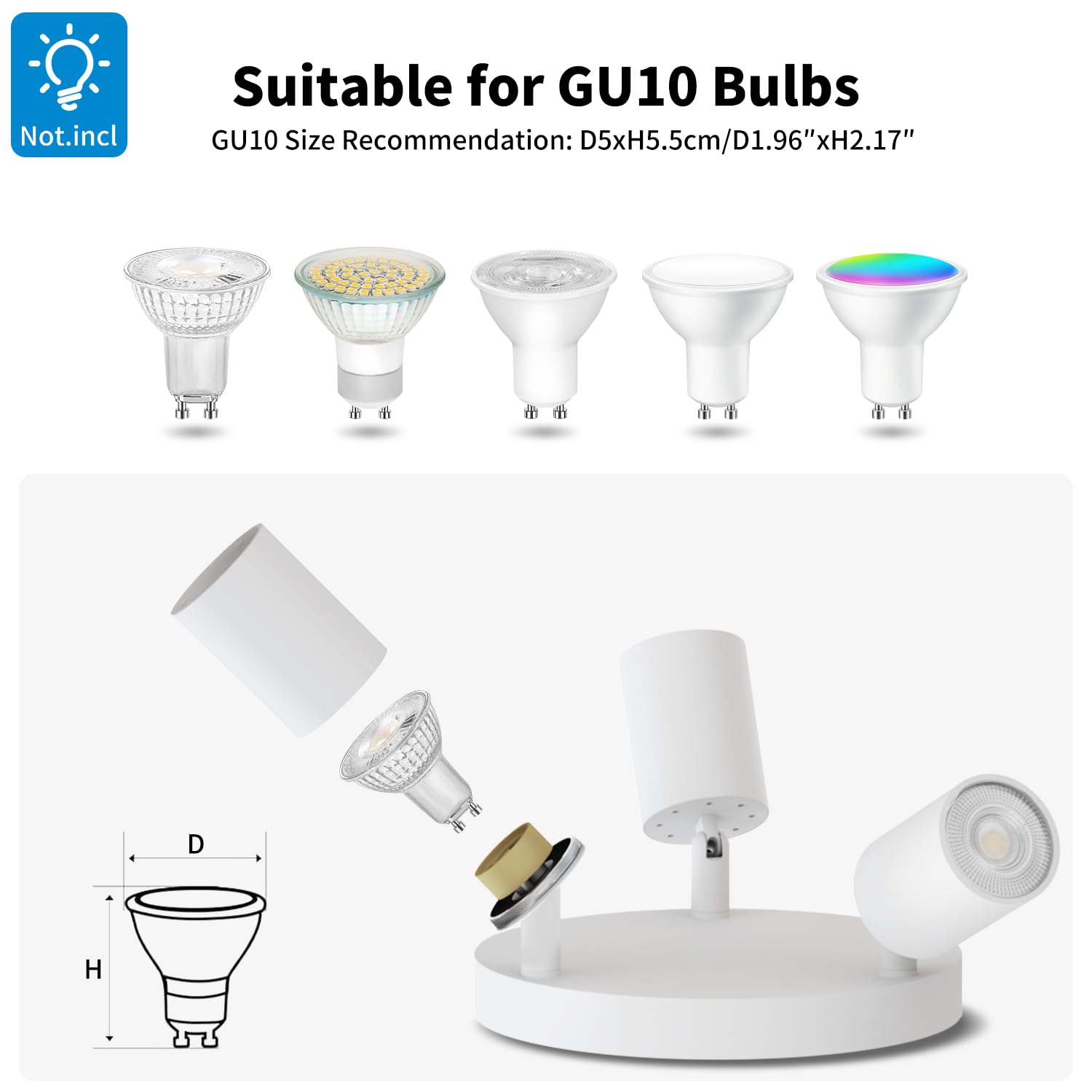 LVWIT GU10 Circular Ceiling Light,Kitchen Lights Ceiling,White Light Fittings Ceilings,3 Way Ceiling Spotlight Fitting,GU10 Base Spot Lights for Kitchen Lounge Bedroom Dining Room(Bulb Not Included) - Image 4