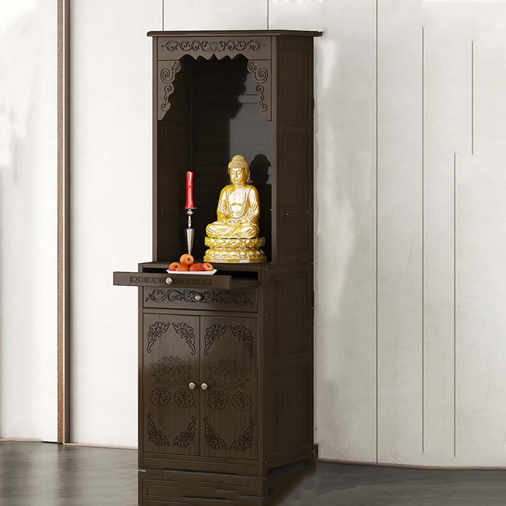 Personal Shrine Altar Table, Altar Table with Storage, Altar Cabinet, Meditation Prayer Table, Buddhist Altar, Meditation Chinese Buddha Niche Cabinet (50cm)