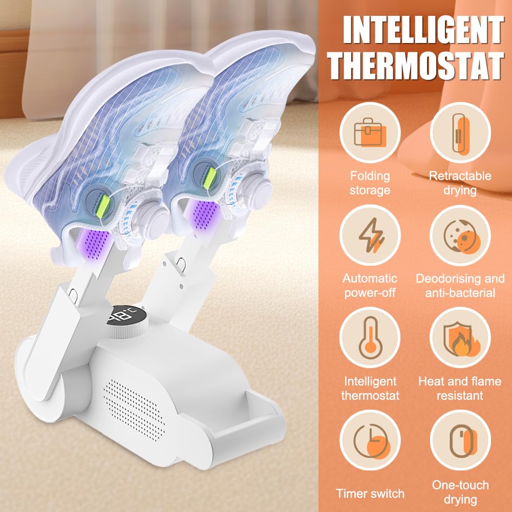 Shoe Dryer elektryczna suszarka do butów, z timerem, odporna na promieniowanie UV, antybakteryjna, gorące powietrze 360°, do butów zimowych, butów przeciwdeszczowych, butów do piłki nożnej