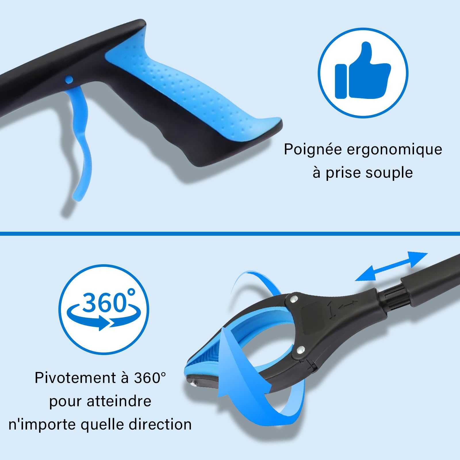 Pinzas Recoge Objetos, Pinzas Extensibles Larga 83 cm, Plegable Herramienta Captura, Pinza Recoger Basura con Puntas Magnéticas, Grabber para los Viejos, Discapacitados y Trabajadores Sanitarios