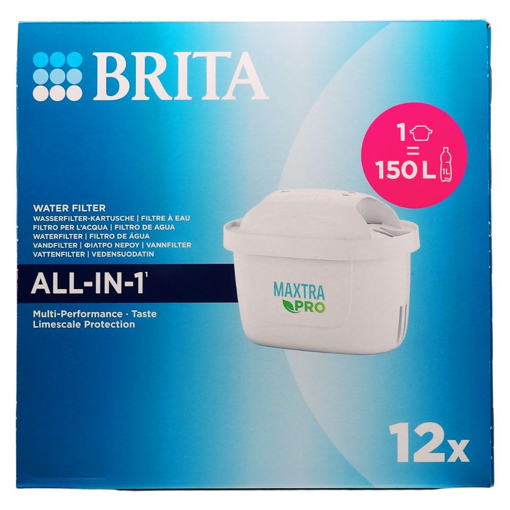 Caraffa Filtrante MARELLA per acqua, Bianco (2.4l) - incl. 1 Filtro MAXTRA PRO per la riduzione di cloro, calcare e impurità + Filtro per acqua MAXTRA PRO All-in-1 Confezione Da 12 Filtri