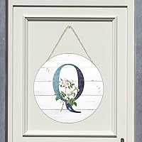 Vista 11 de Welcome Sign for Wall Initial Letter C Blue Round Wood Signs Monogram White Floral Wood Plaque Fresh Flowers 12in Mid Century Home Wall Decor for