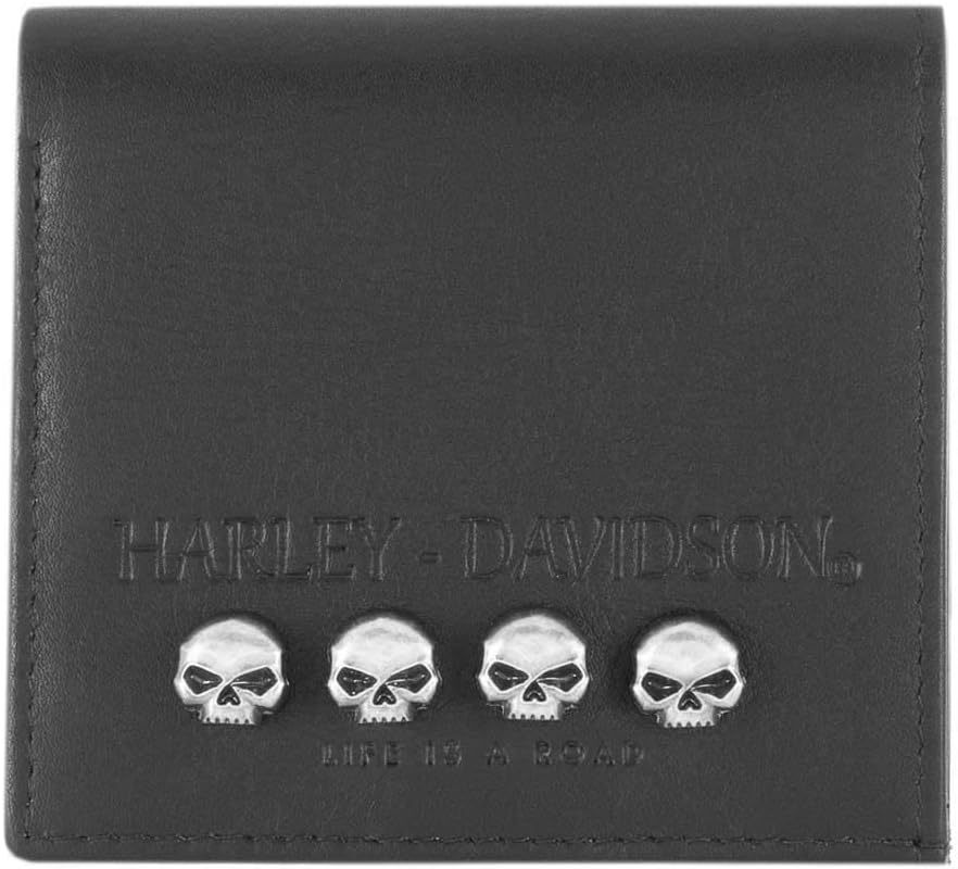 Harley-Davidson Women's Tough Luck Bi-Fold Leather Wallet w/RFID - Black